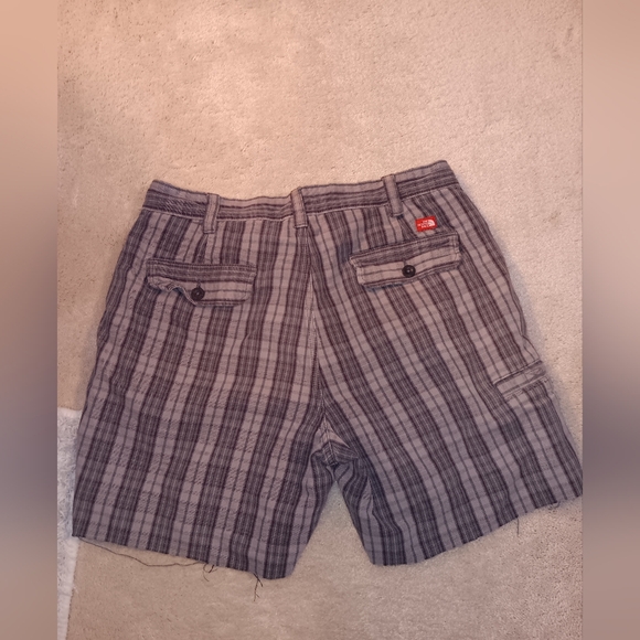 The North Face~Upcycled Brown Plaid Flat Front Shorts - Picture 6 of 12